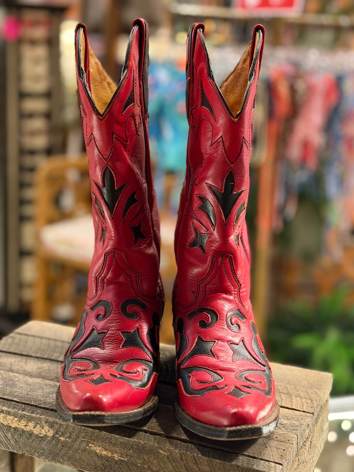 JB Dillon Red Leather Western Cowboy Boots – Size 7