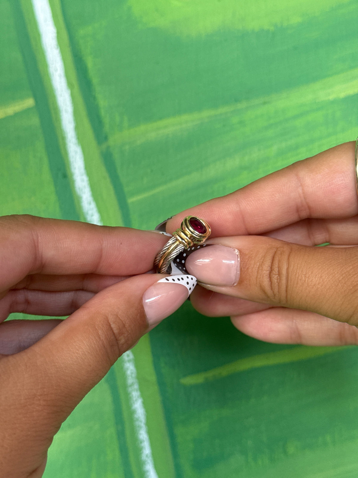 Vintage Two-Tone 14k gold garnet ring
