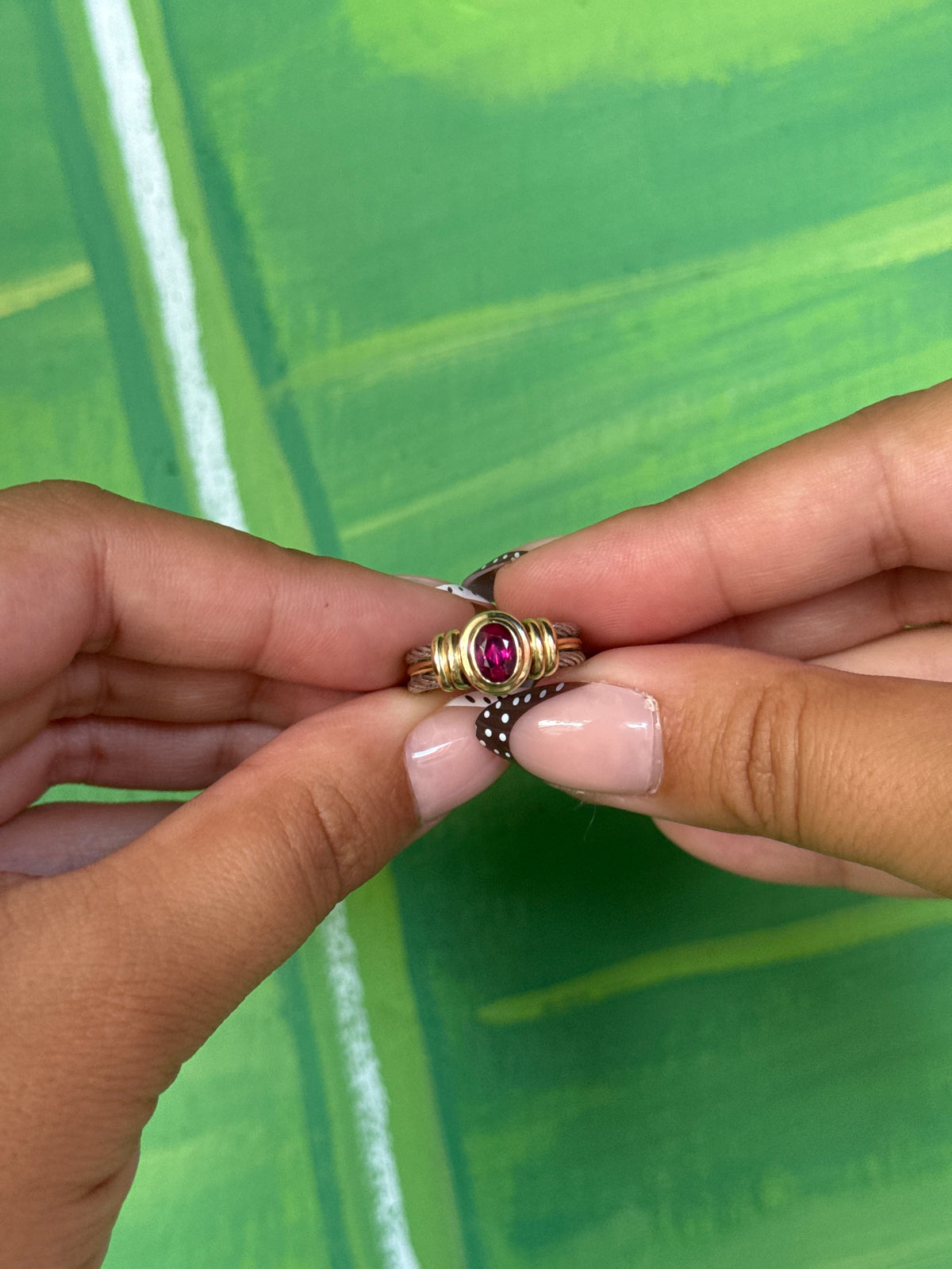 Vintage Two-Tone 14k gold garnet ring