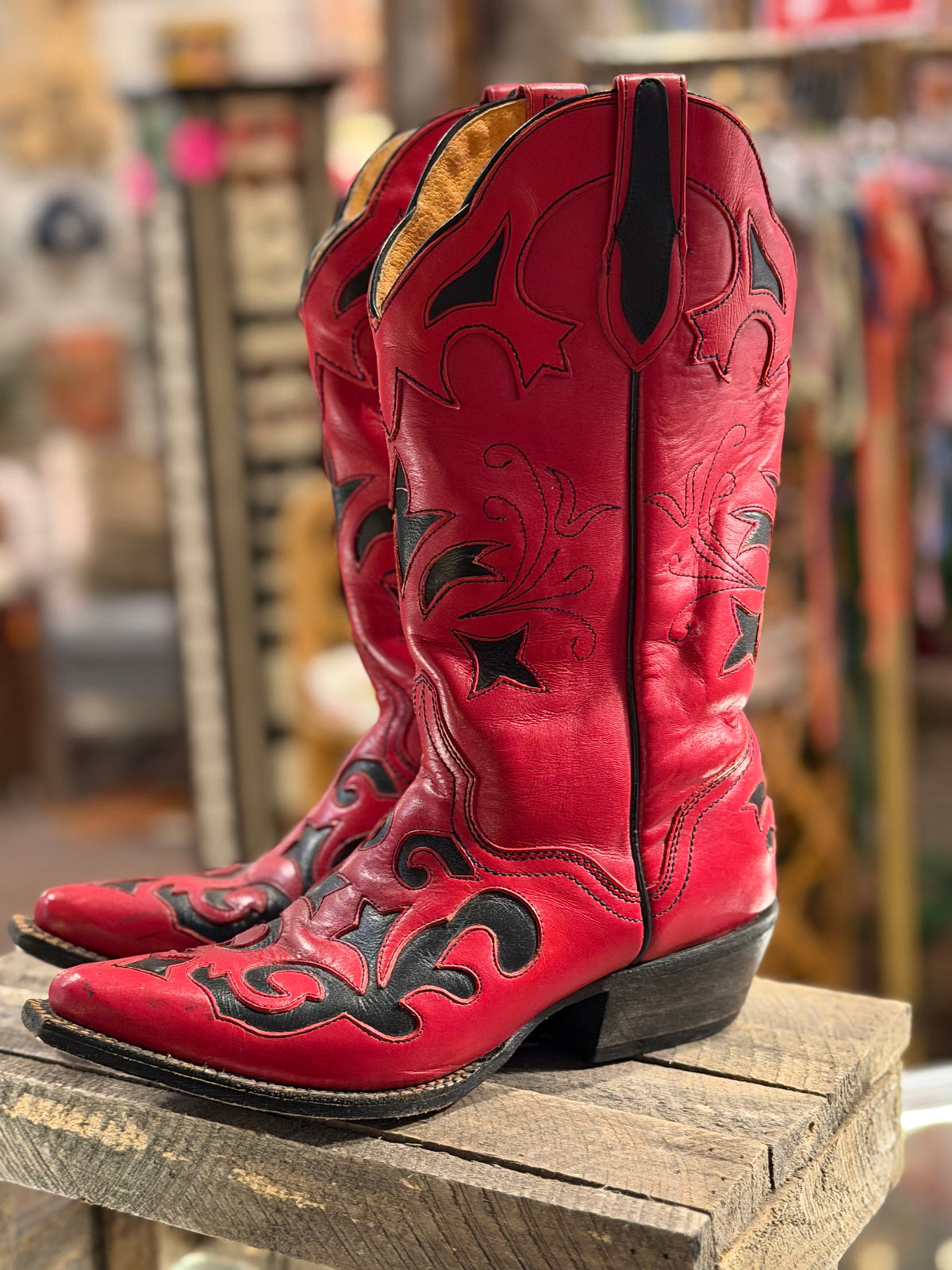 JB Dillon Red Leather Western Cowboy Boots – Size 7